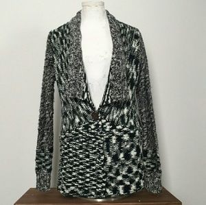 ELEMENT Shawl Collared Black & White Cardigan Sz M